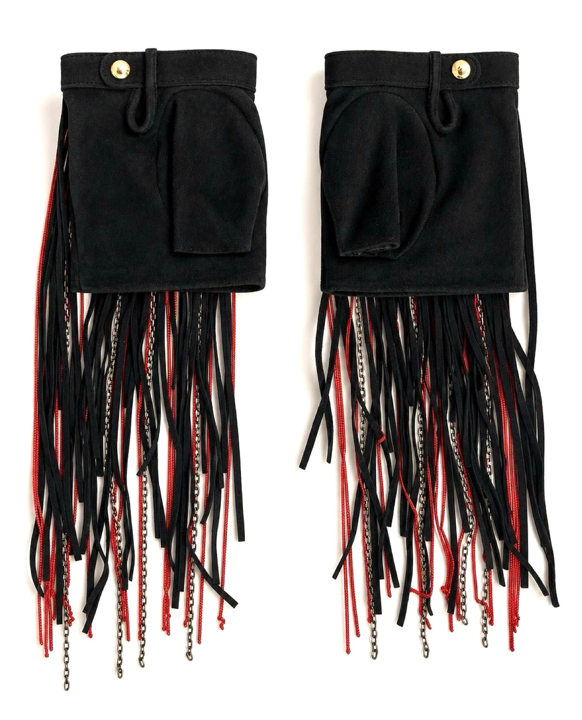 Rare Chanel 14A Paris Dallas Fingerless Fringe Chain Statement Gloves Size 7.5/54