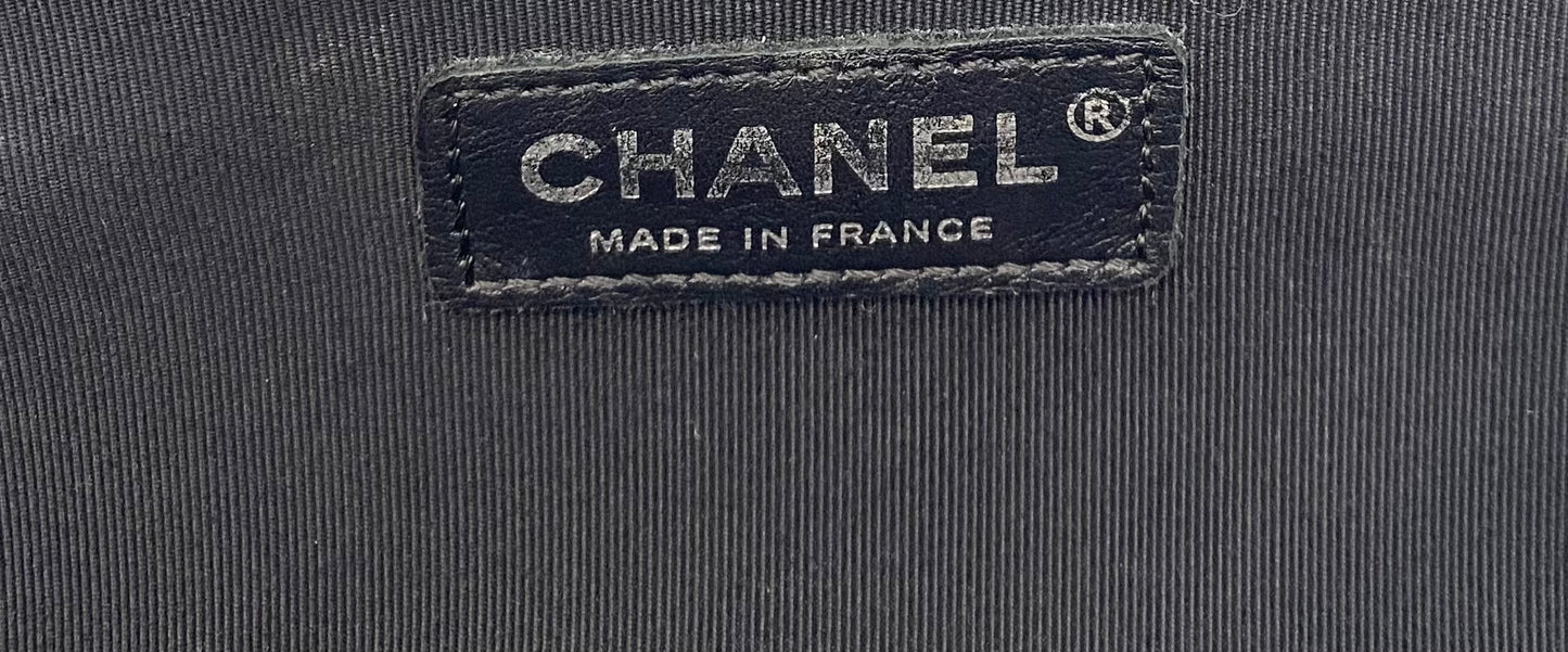 Chanel 2013 Enchained Boy Bag Black Leather Medium Flap Bag