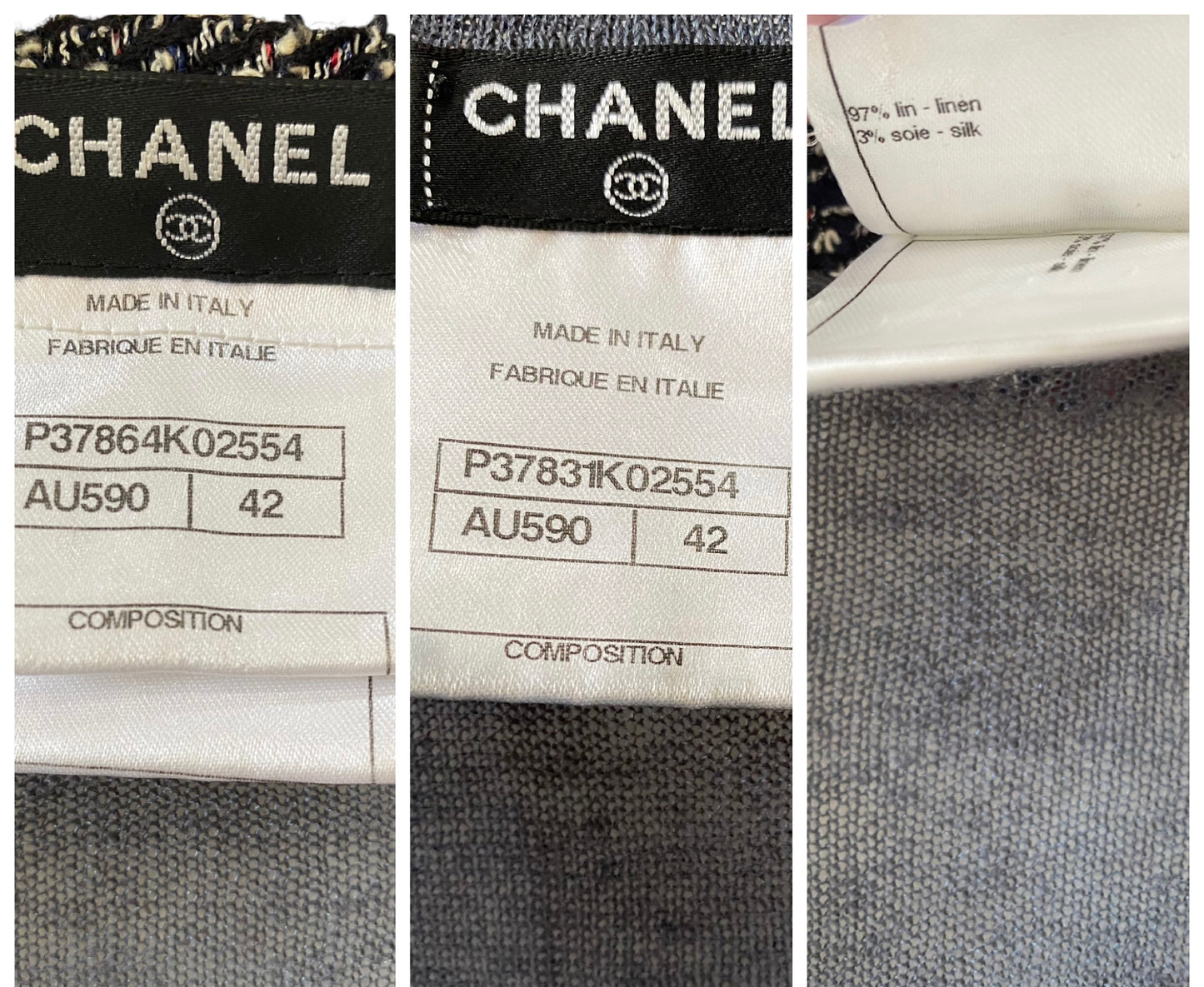 Chanel Blue Linen Tweed Trim Blouse and Cardigan TwinSet FR 42