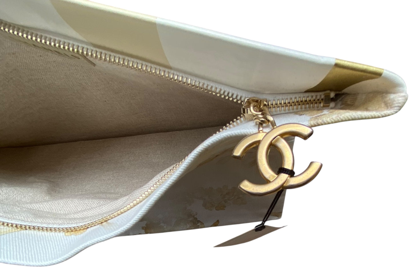 Rare Chanel Runway 18C Paris Greece XL Striped Lambskin & Canvas Clutch Bag