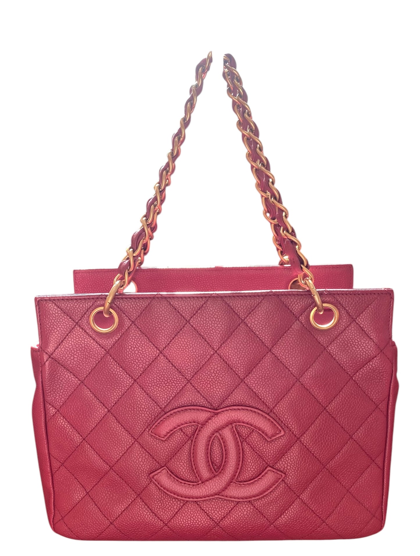 Chanel PPT Pink Raspberry Quilted Caviar Leather Petite Timeless Shopping Tote Bag