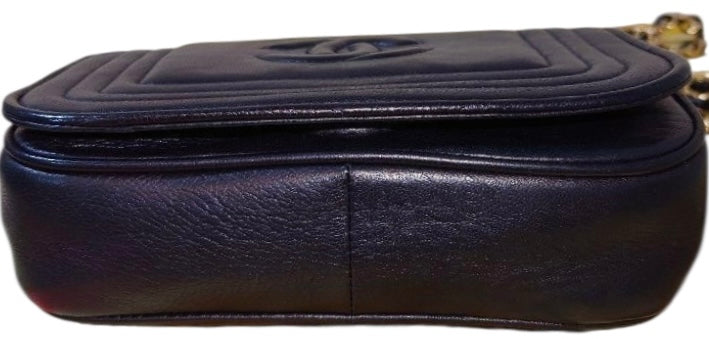 Chanel Mini Vintage Navy CC Quilted Full Flap Bag 24K Gold Hardware