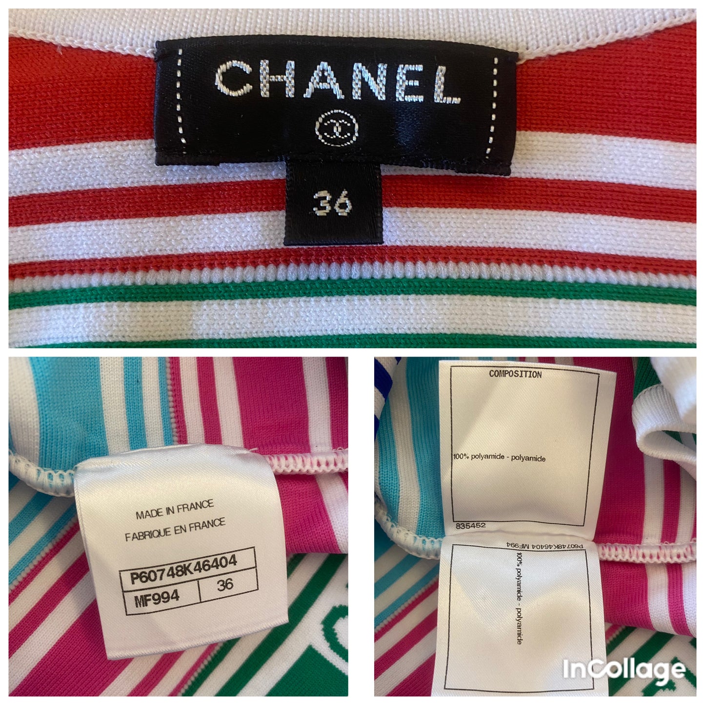 Chanel 19P Multicolor Stripe Crop Top and Skirt Set FR 36