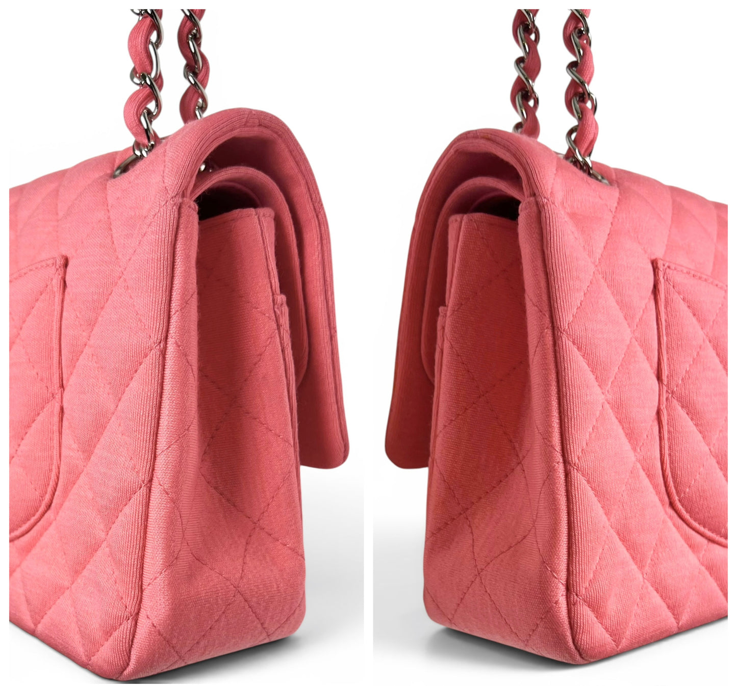 Chanel 14A Supermarket Pink Jersey Medium Classic Timeless Double Flap Bag