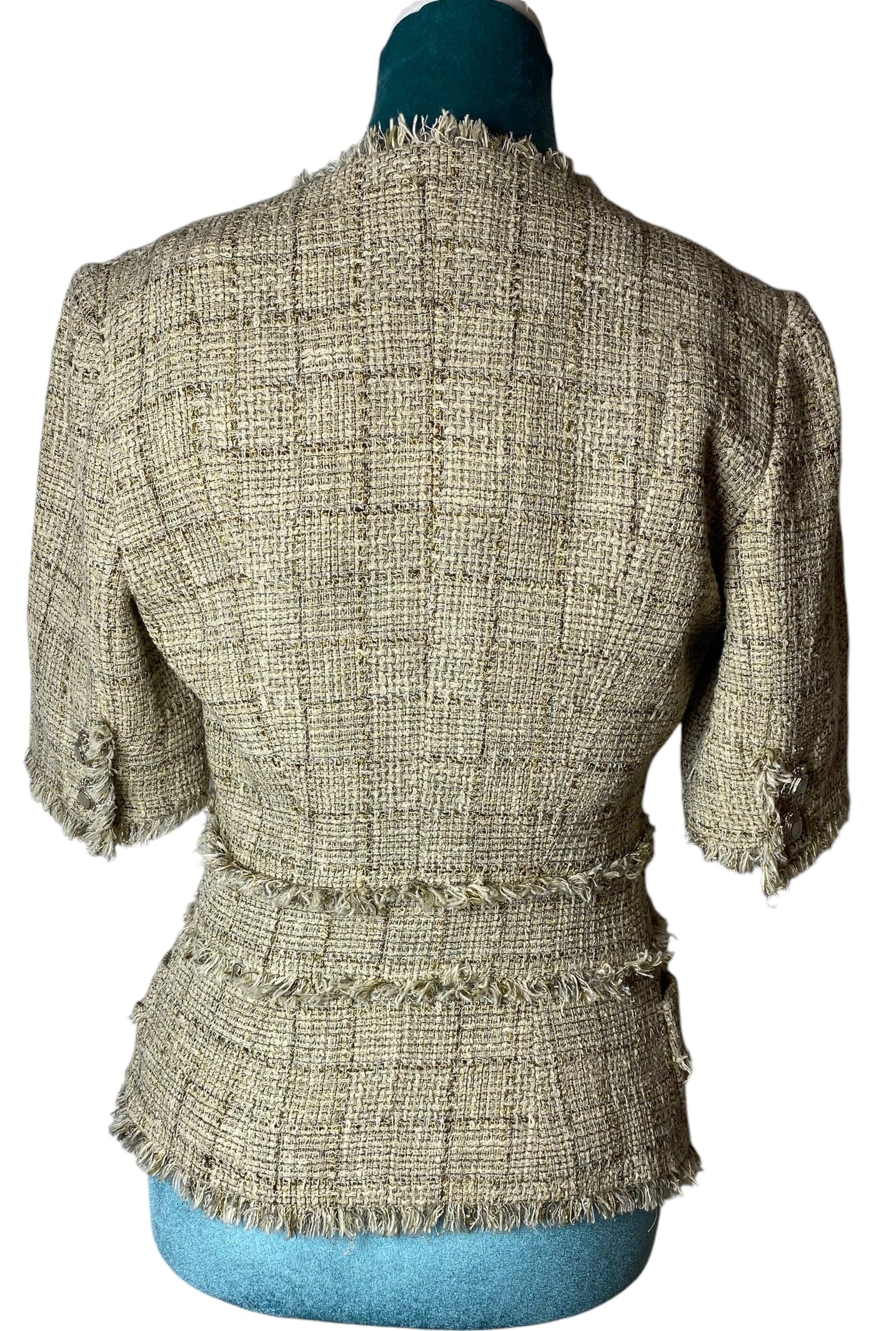 Chanel 10P Runway Beige Gold Lesage Tweed Jacket FR 44