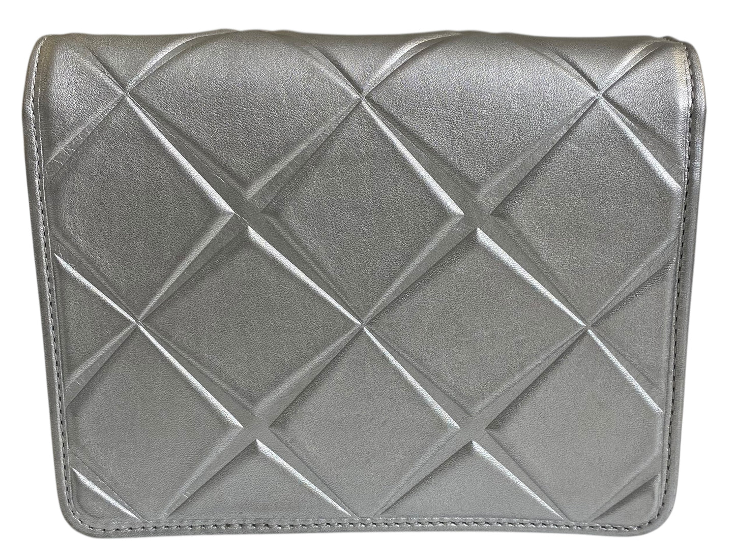 Chanel Airlines 16P Mini Propellor Metallic Calfskin Silver Flap Bag