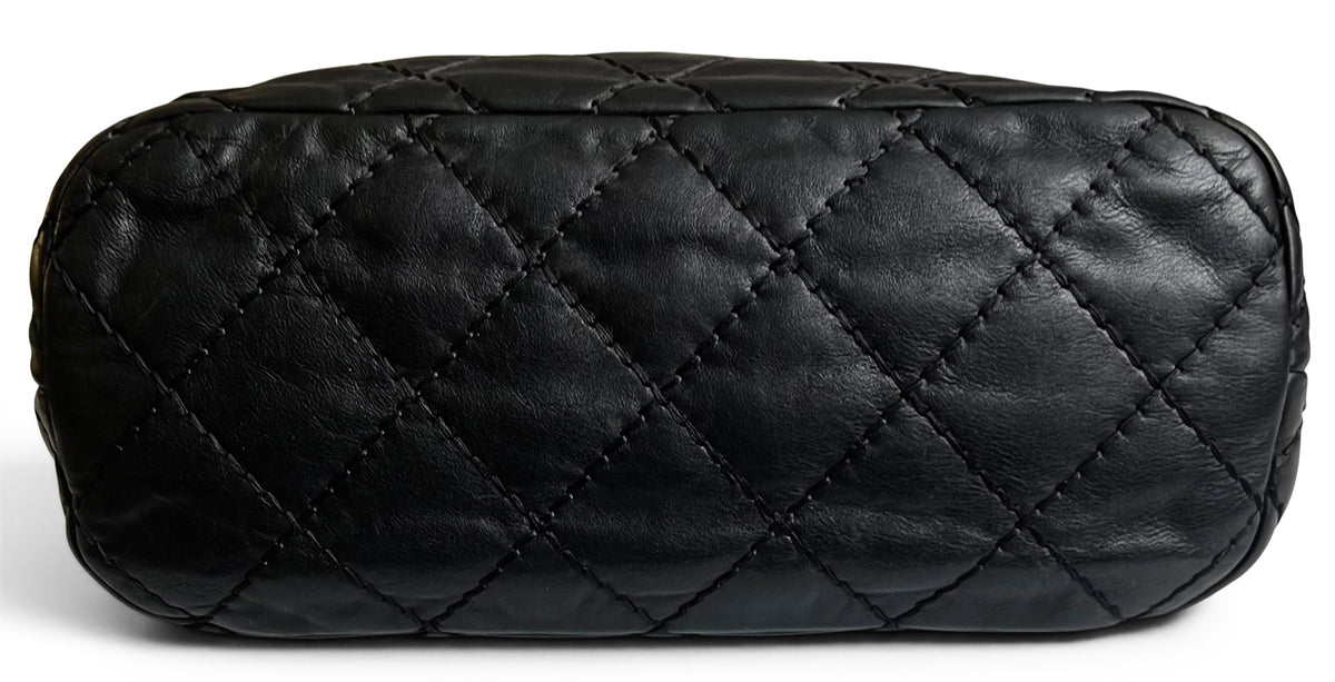 Chanel 13P Black Quilted Leather Large Love Me Tender Whipstitch Classic Flap Bag SHW