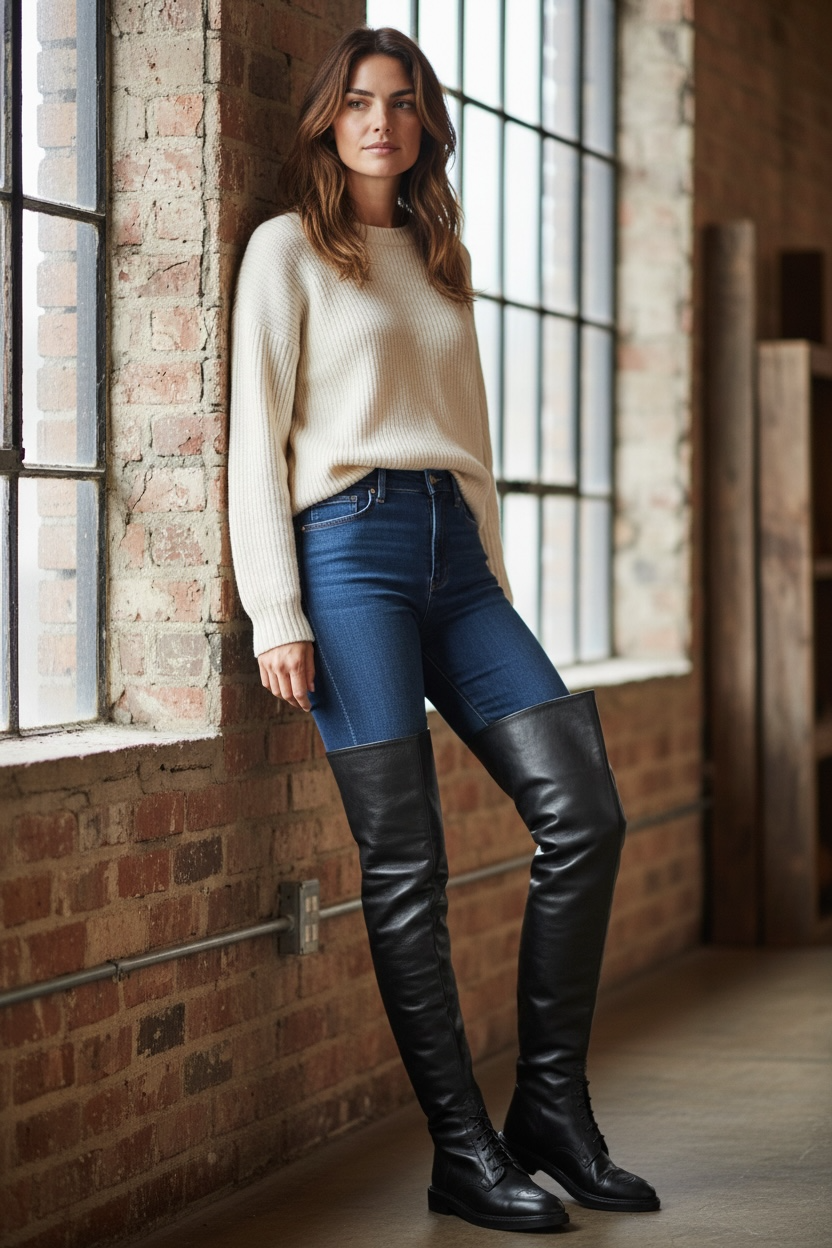 Rare Vintage Chanel 90s Claudia Schiffer Black Leather CC Riding Boots EU 36 (fits 37)