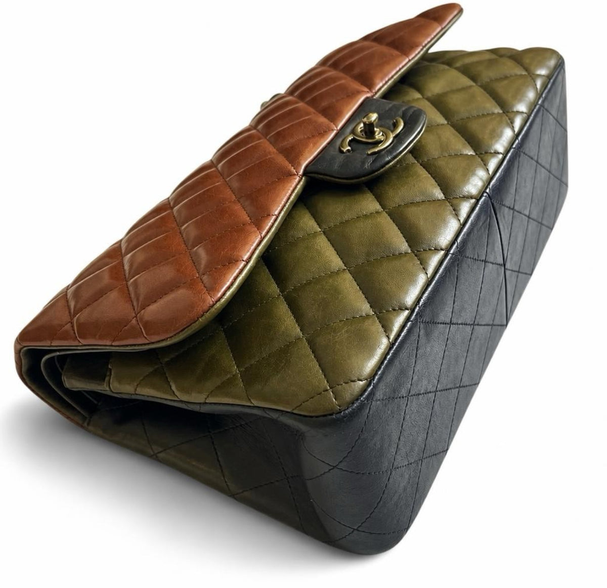 Chanel 13A Edinburgh TriColor Quilted Lambskin Jumbo Classic Double Flap Bag