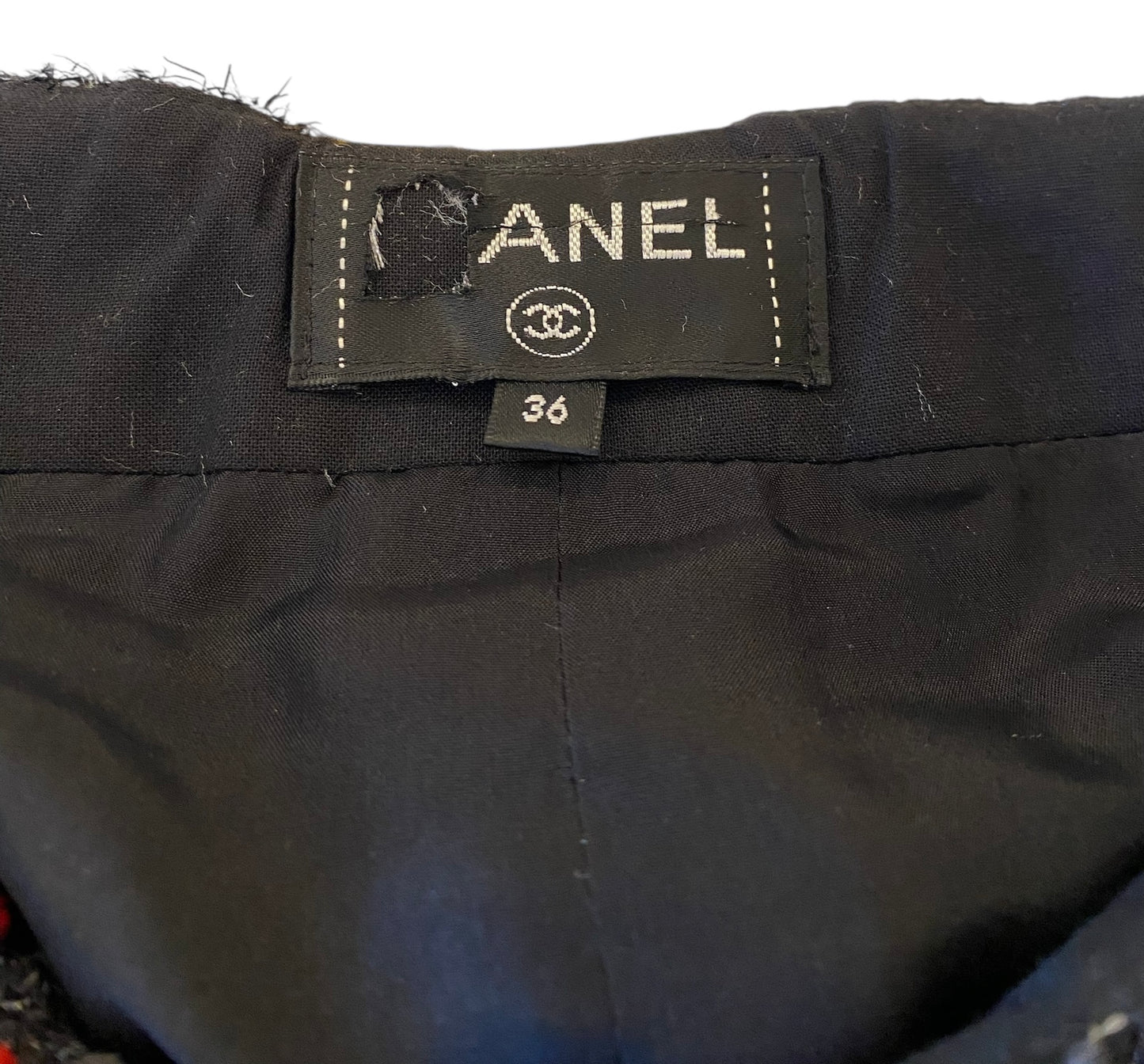 Chanel 17A Fantasy Tweed Black Red Blue White Shorts FR 36