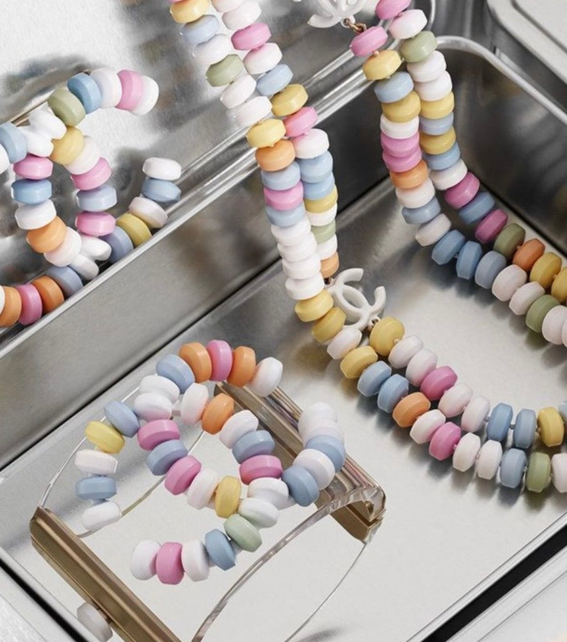 Rare Chanel 14K Supermarket CC Candy Multicolor Statement Bracelet Cuff