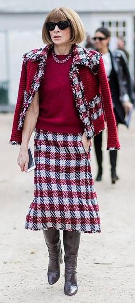 Chanel 16A Runway Burgundy Plaid Tweed Fringe Jacket FR 40