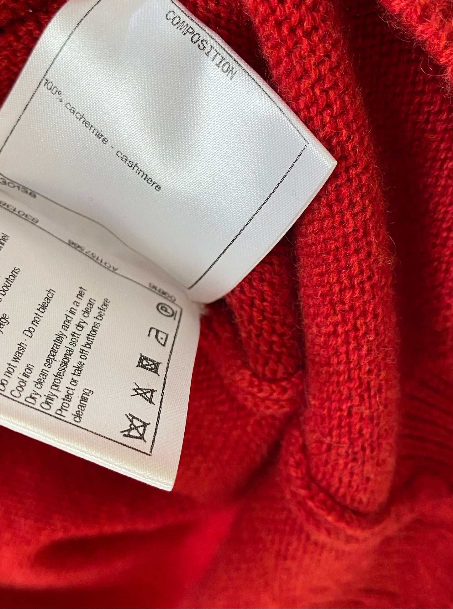 Chanel Cashmere Red and Navy Blue Classic Cardigan FR 42