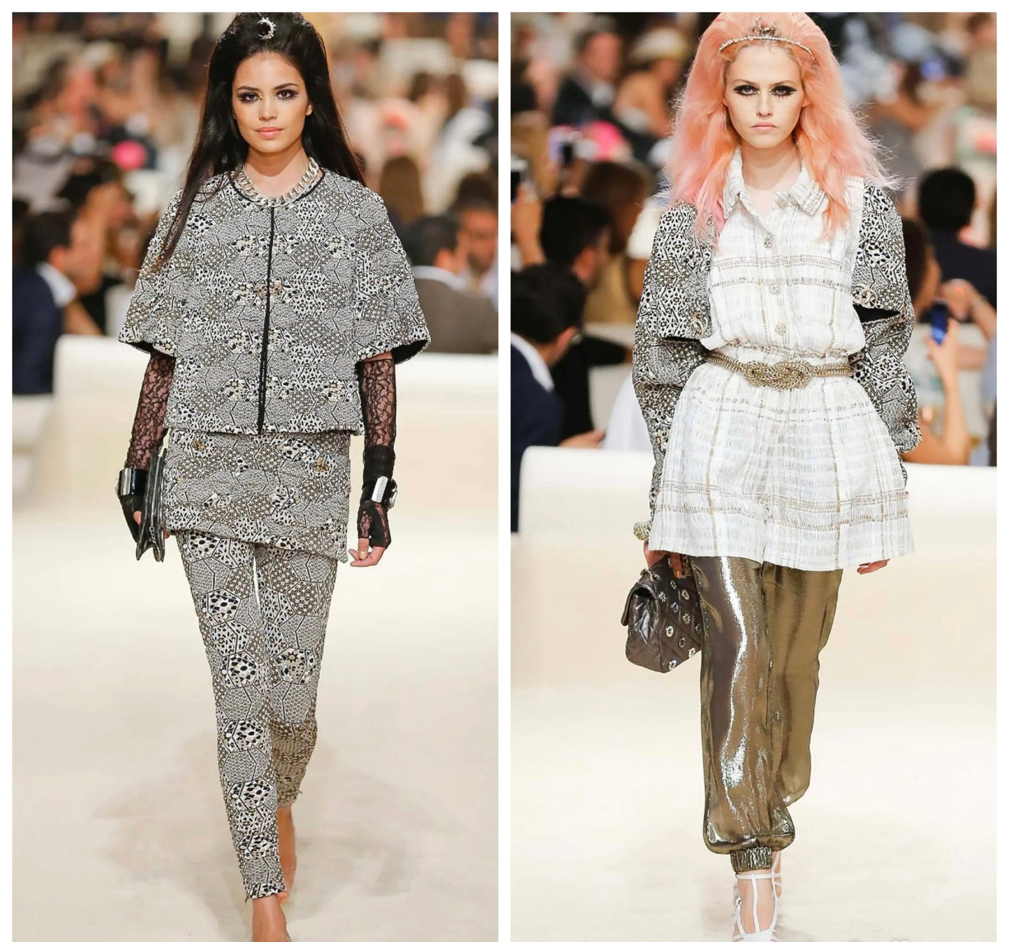 Chanel 15C Dubai Runway Geometric Animal Print Metallic Waistcoat Vest FR 40