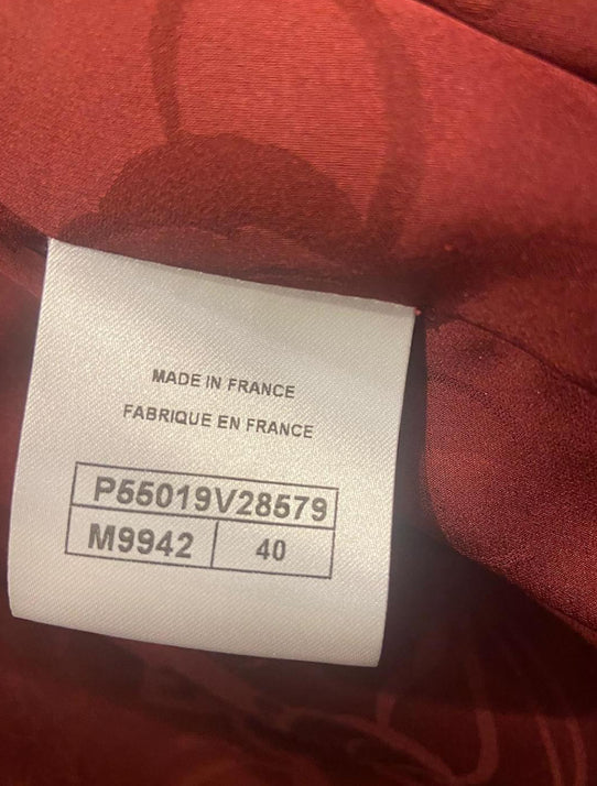 Chanel 16A Runway Burgundy Plaid Tweed Fringe Jacket FR 40