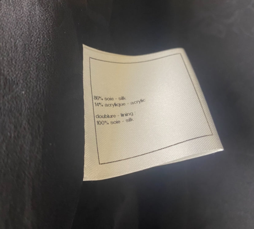 Chanel 14A Runway Supermarket Collection Black Boucle Silver Metallic Braided Trim Jacket 42