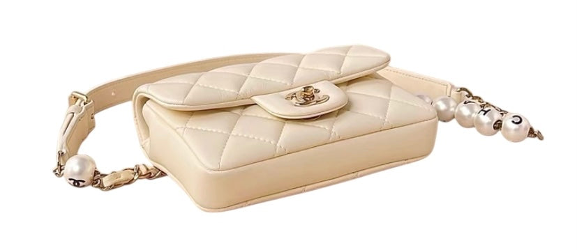 Chanel My Precious Pearls Waist Bag Quilted Lambskin Mini Belt Bag
