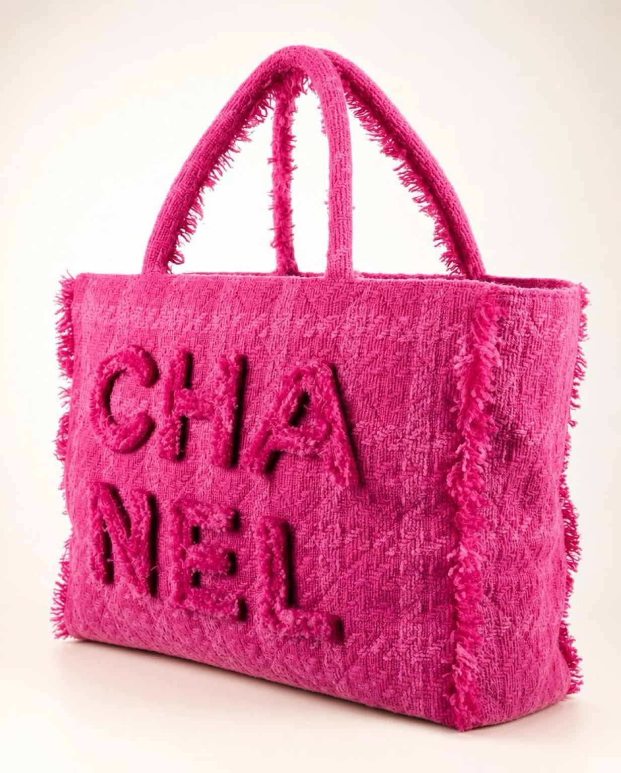 Chanel 19K Large Giant Logo Pink Tweed Shopping Tote Bag GHW