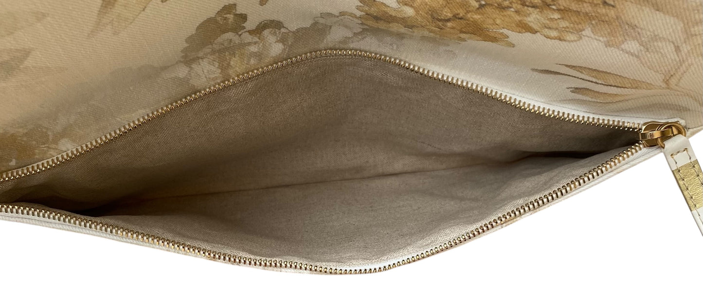 Rare Chanel Runway 18C Paris Greece XL Striped Lambskin & Canvas Clutch Bag