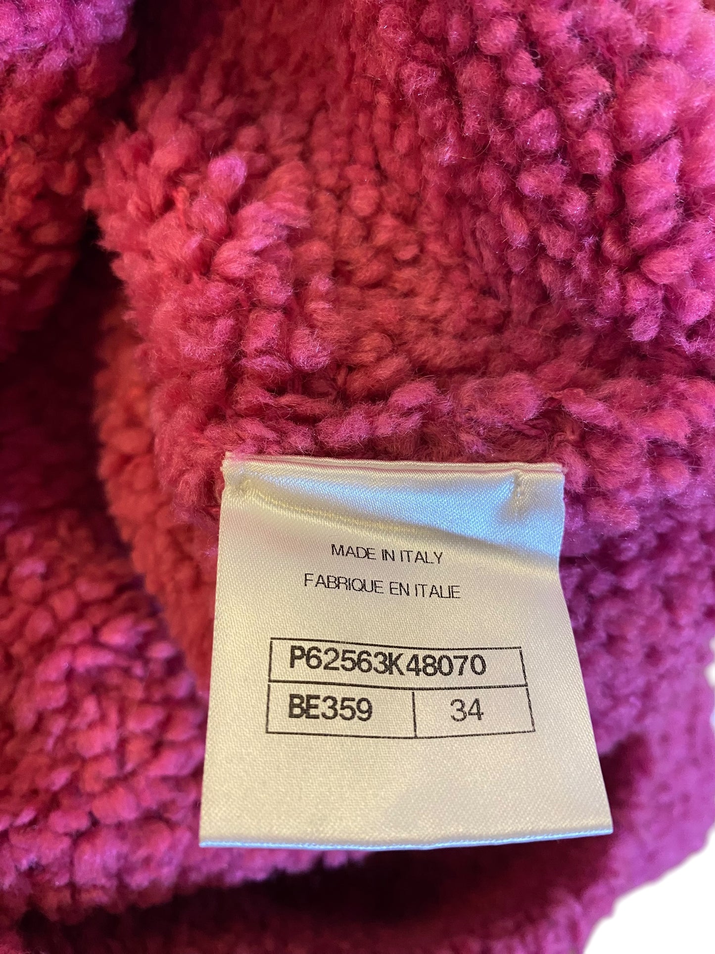 Chanel 19A Pink CC Teddy Sweater Wool Jumper FR 34