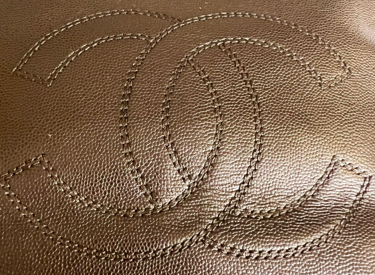 Vintage Chanel Brown Caviar Tortoise CC Timeless Tote Bag
