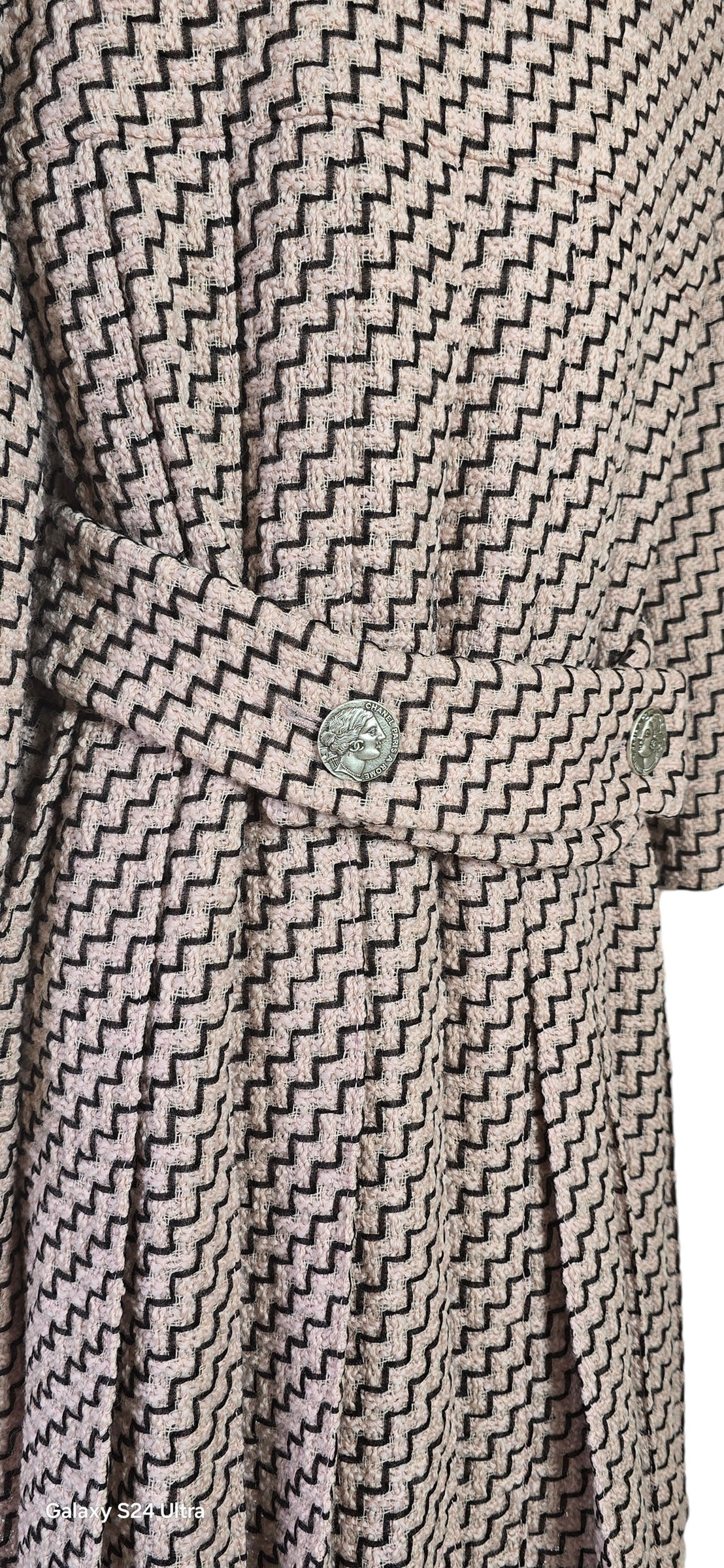 Chanel 16A Paris-Rome Runway Pink White Dress Coat FR 38