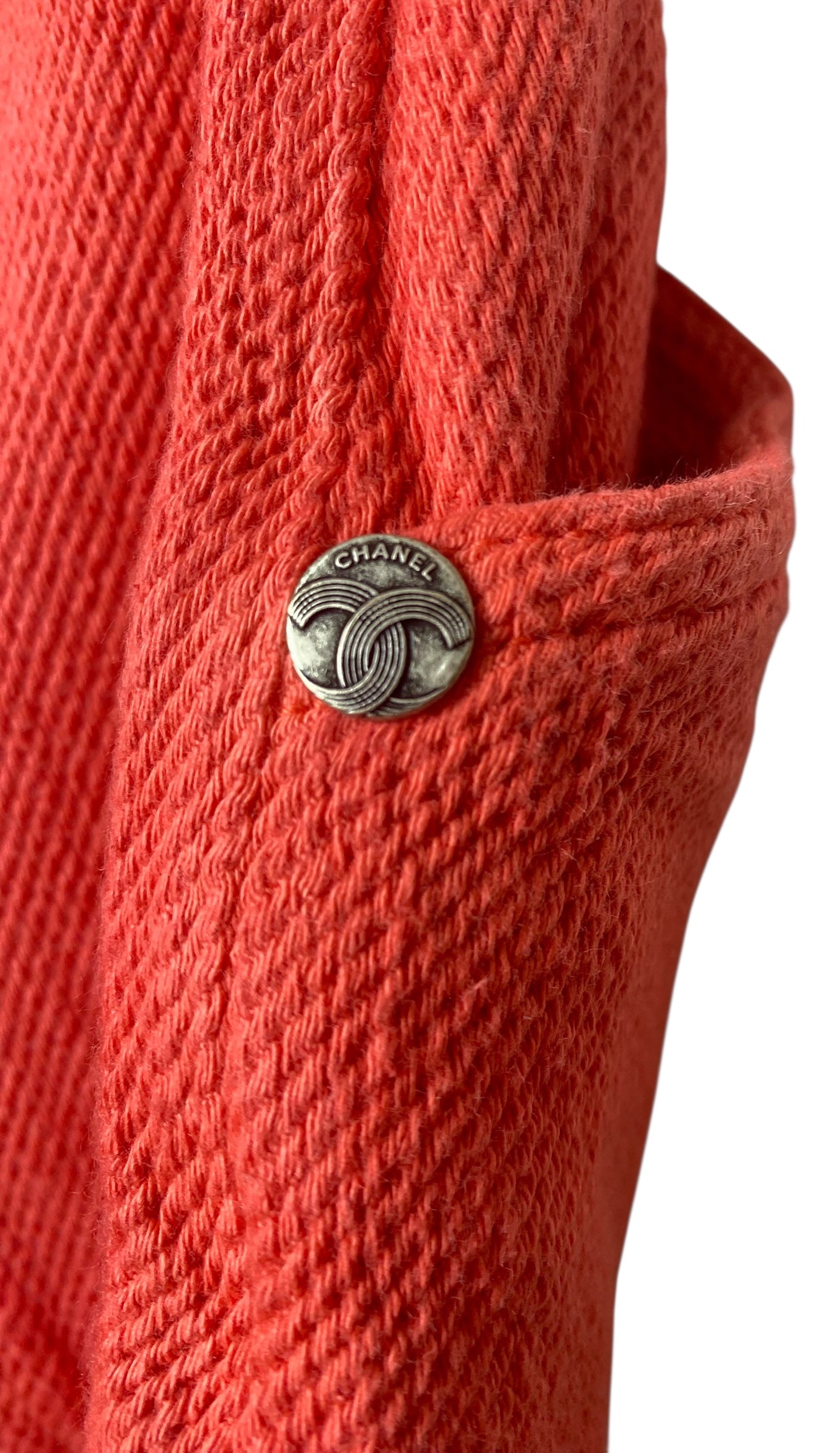 Chanel 2019 Coral Red Cotton CC Buckle Shorts FR 36