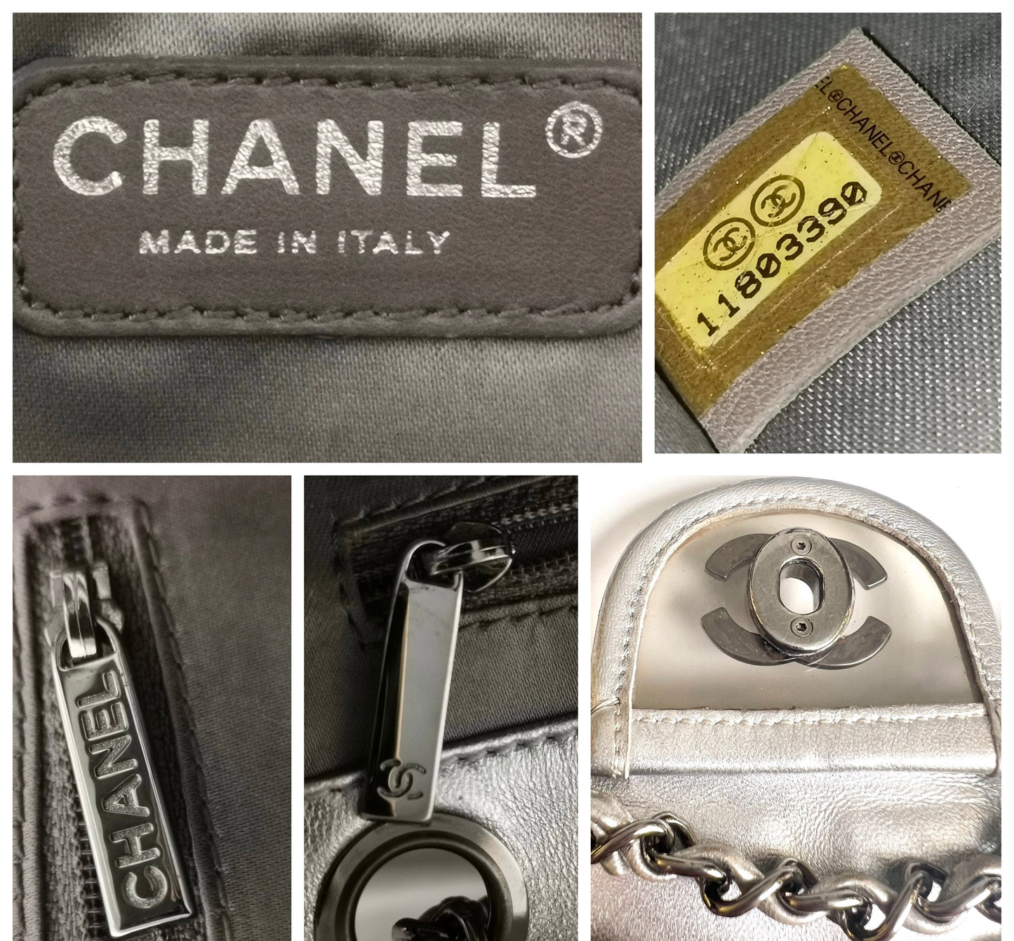 ICONIC Chanel 08C Medium Ice Cube Metallic Silver PVC Calfskin Classic Single Flap Bag
