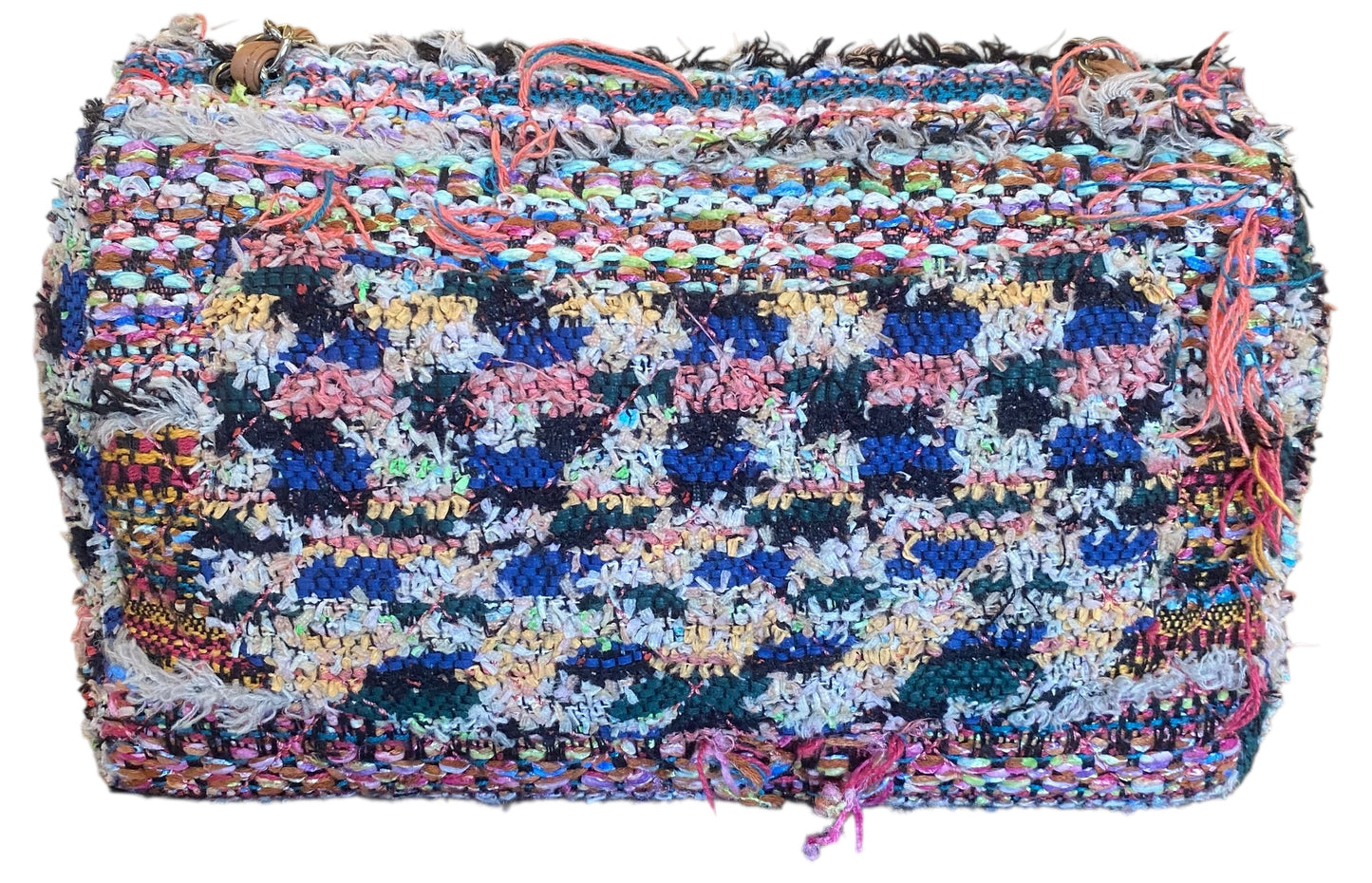 Chanel 15C Paris Dubai Pom Pom Tweed Jumbo Flap Bag
