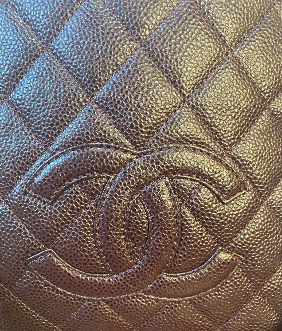 Chanel PTT Dark Chocolate Brown Quilted Caviar Leather Petite Timeless Shopping Tote Bag GHW