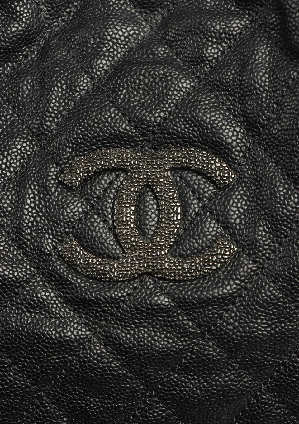 Chanel 10A Large Black Caviar Quilted Elastic Tote Shoulder Bag