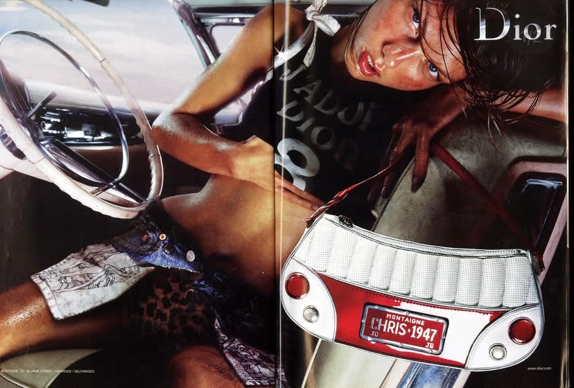 Ultra Rare Dior 2001 SS Cadillac Montaigne Saddle Bag Black White Red