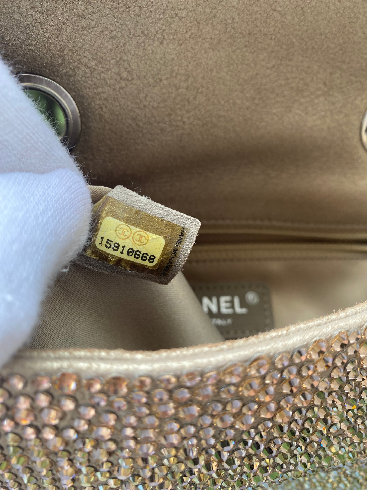 Chanel 2015 Swarovski Crystals Mini Square Classic Flap Bag