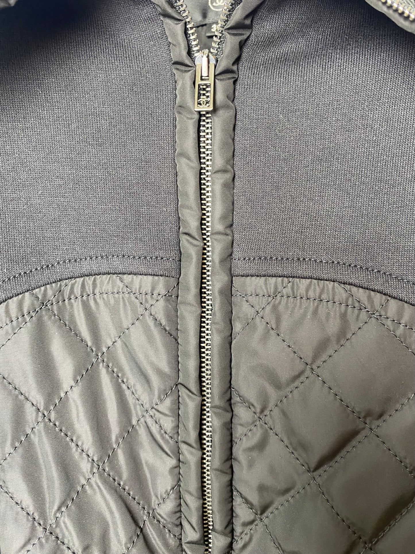 Chanel 2019 Black Hoodie Zip Up Bomber Quilted Sport Jacket FR 38