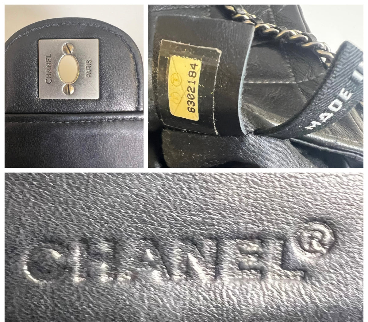 Vintage Chanel Black Lambskin East West Chocolate Bar Flap SHW