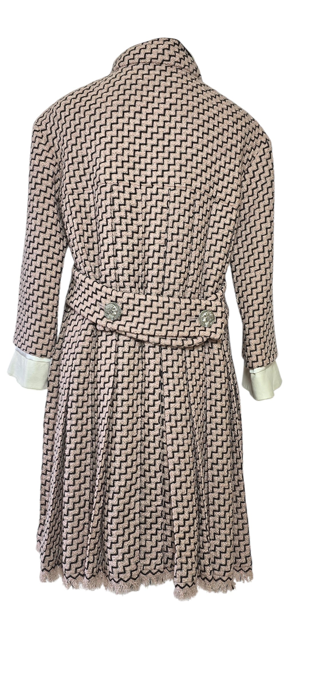Chanel 16A Paris-Rome Runway Pink White Dress Coat FR 38