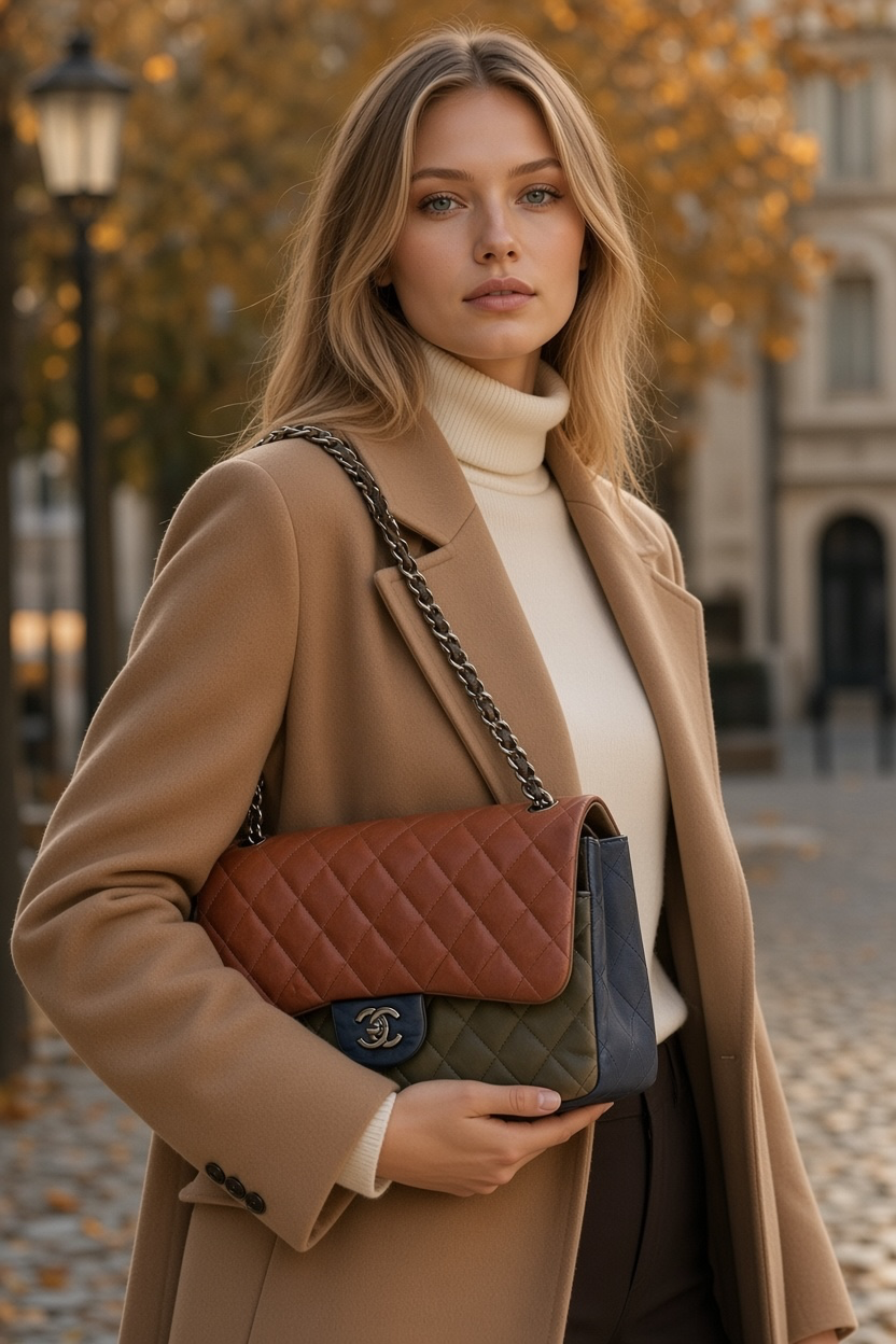 Chanel 13A Edinburgh TriColor Quilted Lambskin Jumbo Classic Double Flap Bag