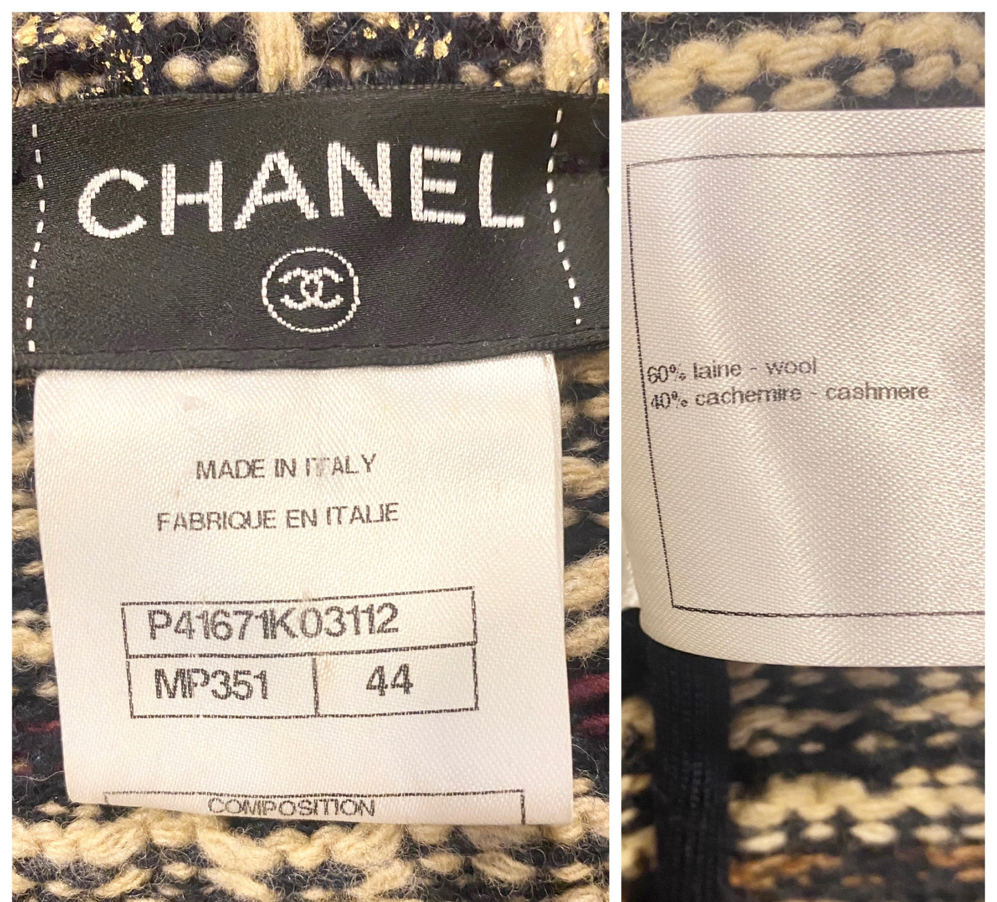 Iconic Chanel 11A Paris-Byzance Multicolor Gold Metallic Wool Tweed Coat FR 44