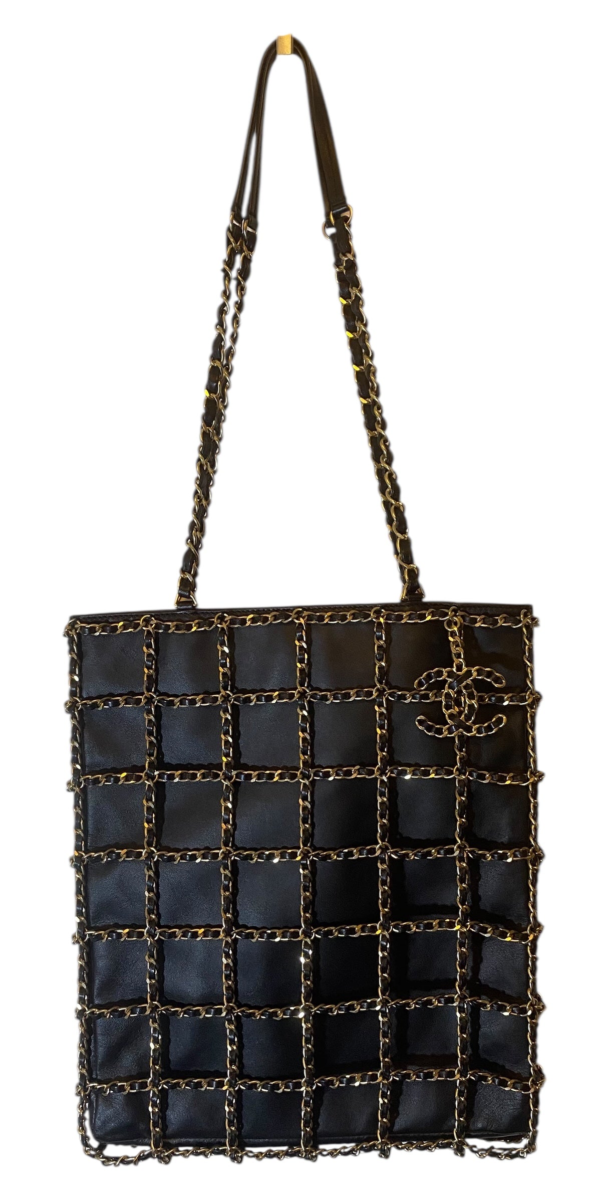 Chanel 20C Runway Black Lambskin Shopping Frame Chain Tote Bag GHW