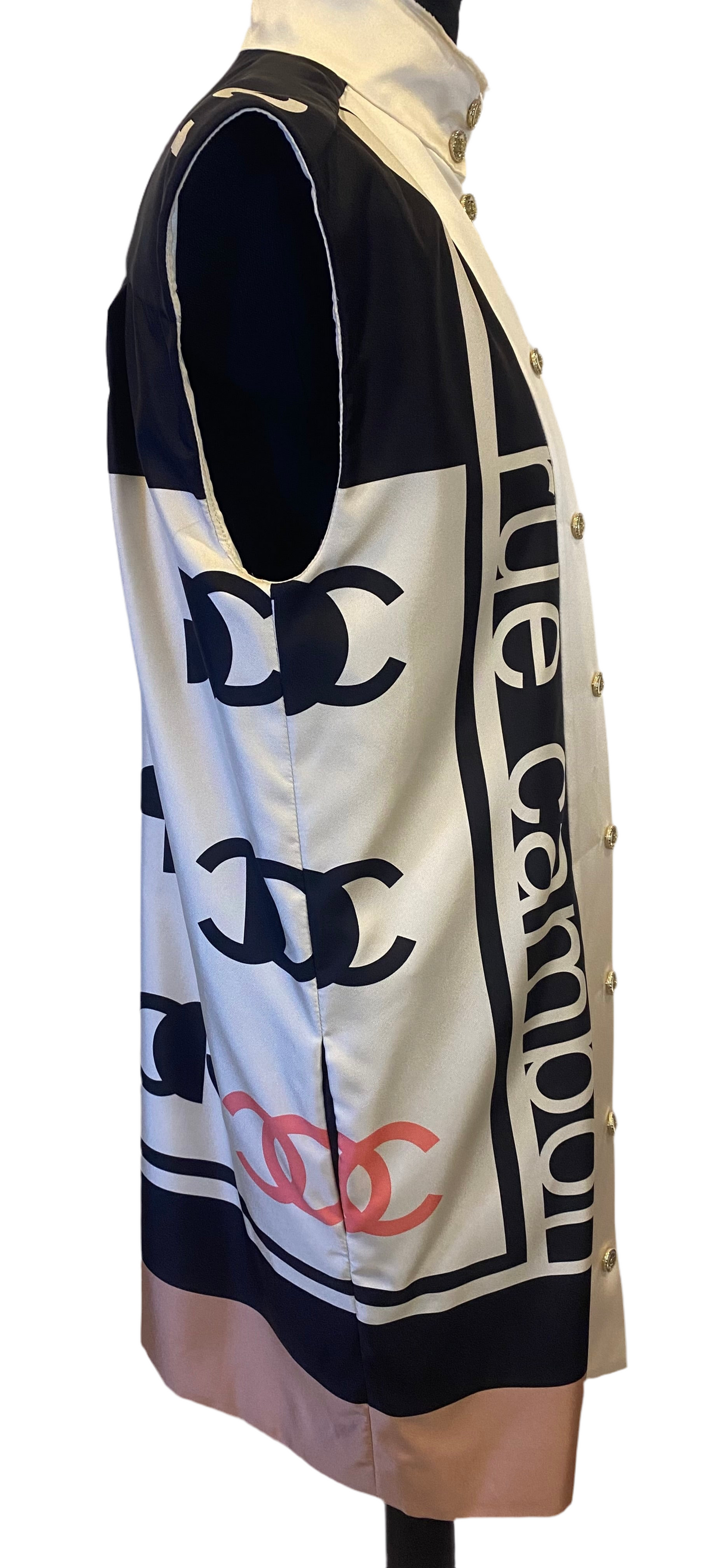Chanel 21P Spring Silk Logo Mini Dress FR 44