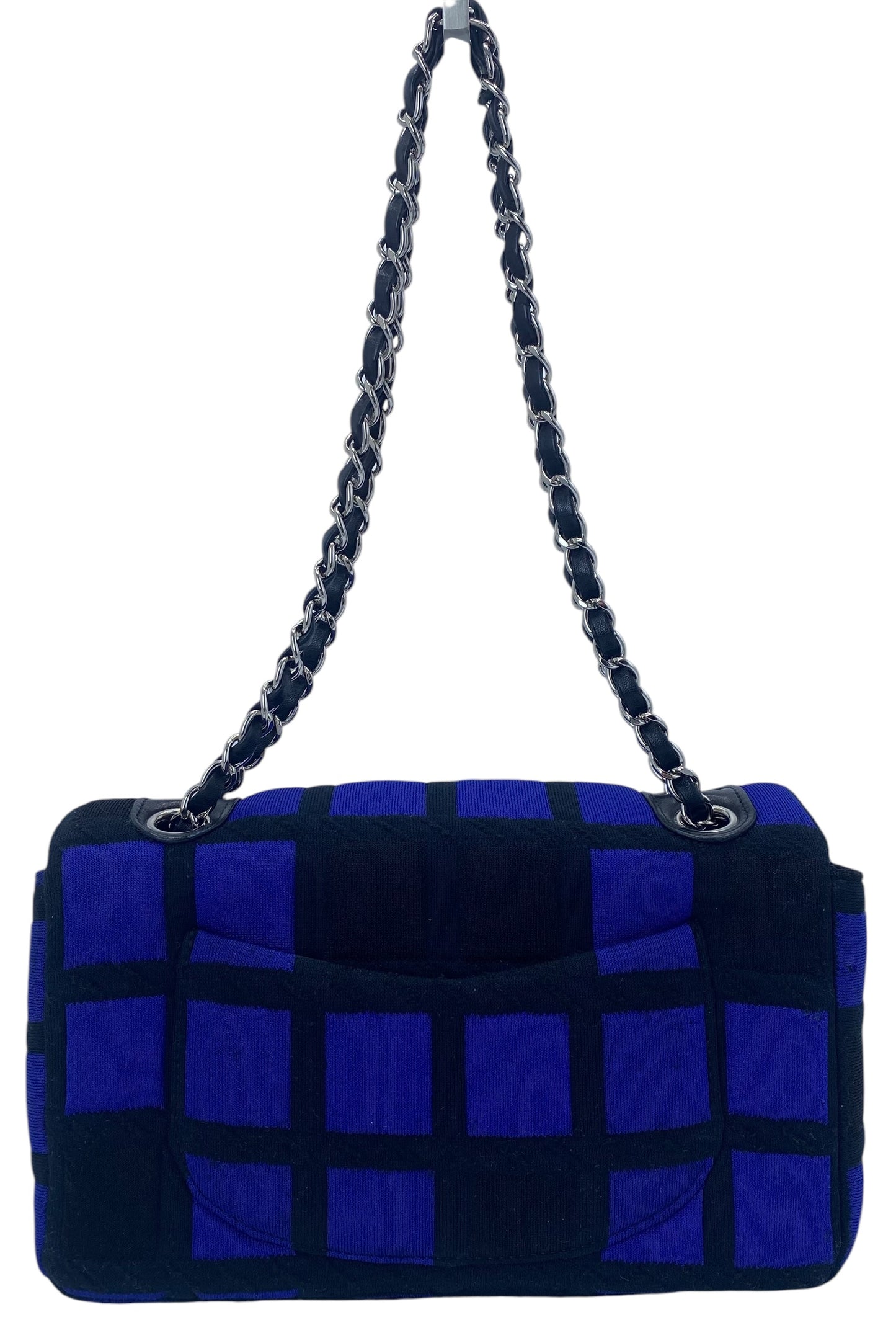 Chanel 13P Runway Colorblock Jersey Classic Medium CC Chain Flap Bag SHW