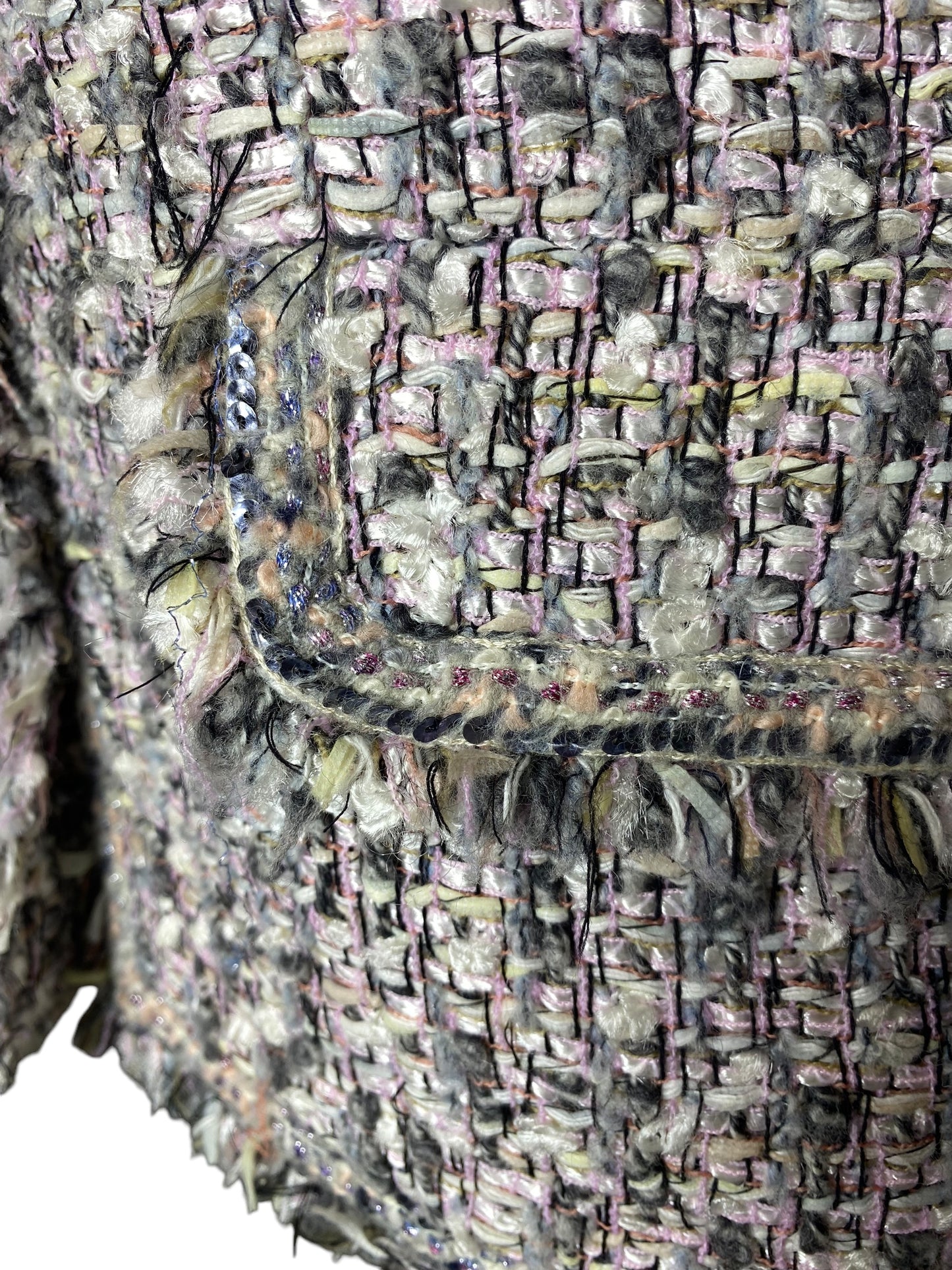 Chanel 04A Runway Baby Pink Light Grey Fantasy Tweed Jacket FR 38