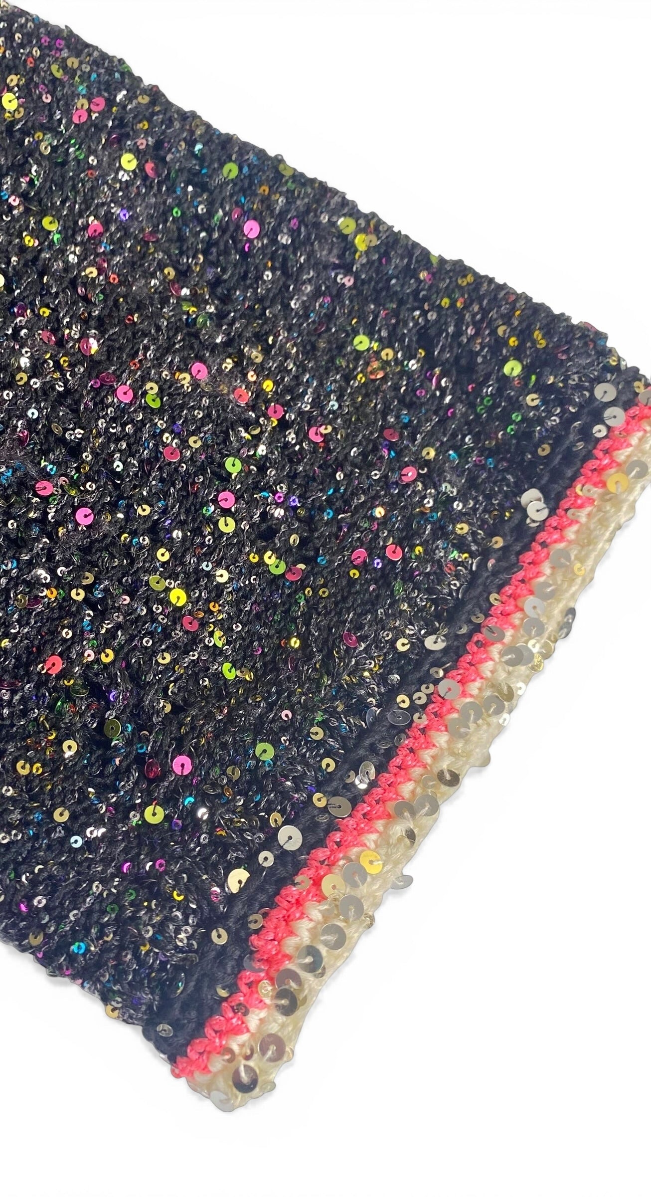 Chanel 24C Multicolor Black Pink White Knit Sequin Dress FR 40