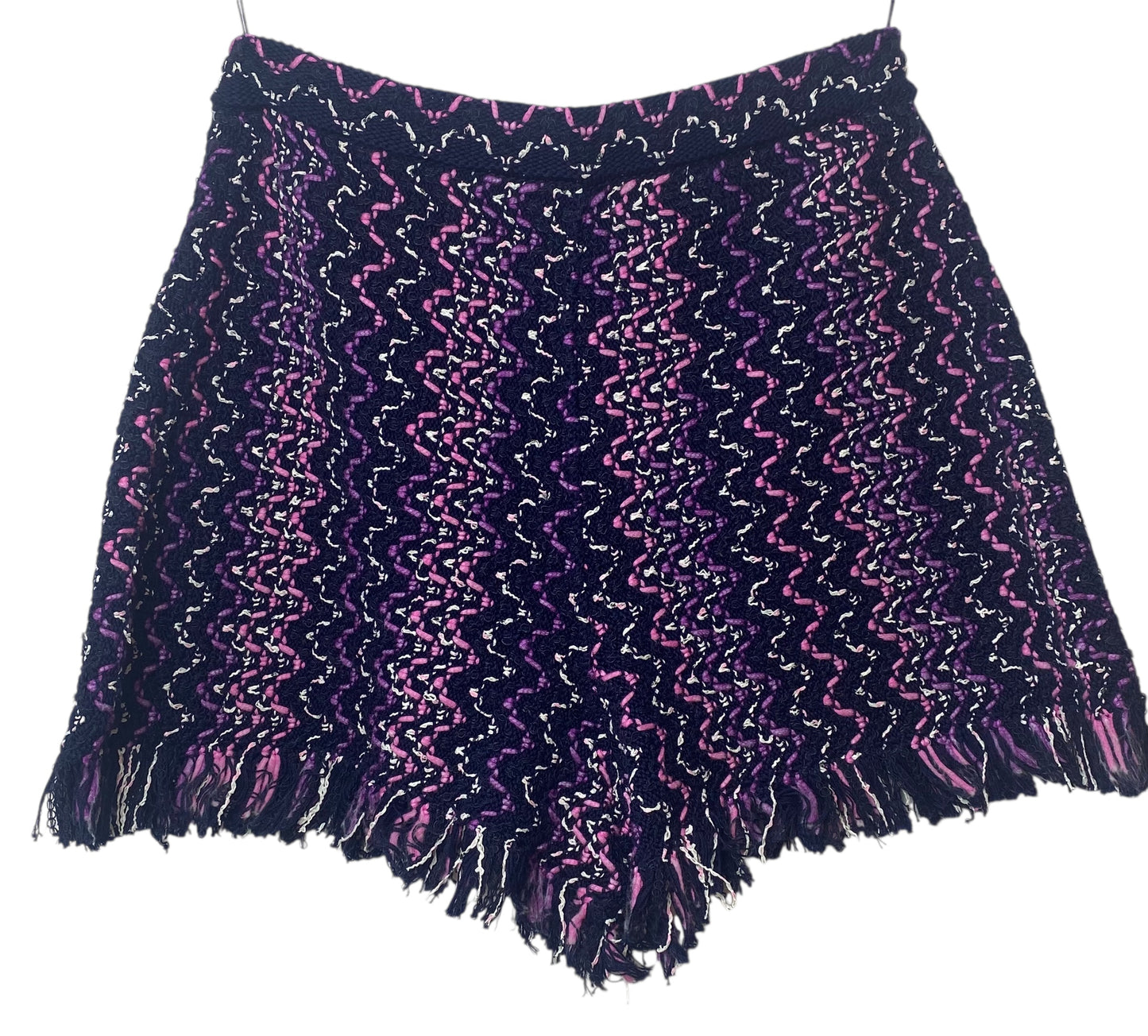 Chanel 21P Multicolor Tweed Fringe Shorts FR 36