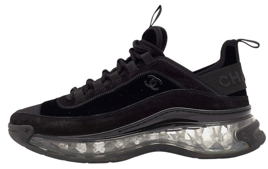 Chanel 20A Black Velvet and Suede Grosgrain CC Sneakers EU 41