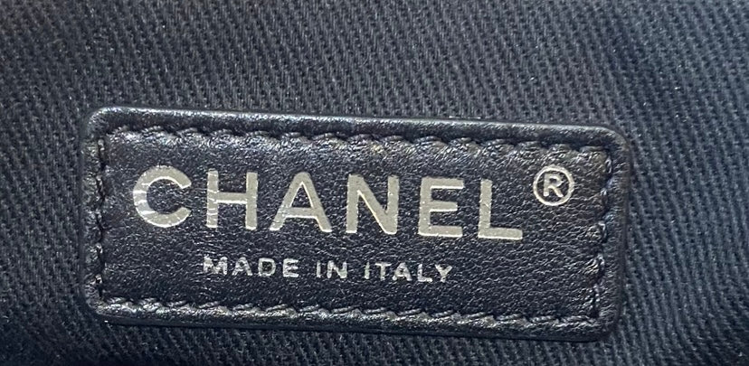 Chanel City Rock Large Dark Grey Metallic Quilted Goatskin Flap Bag