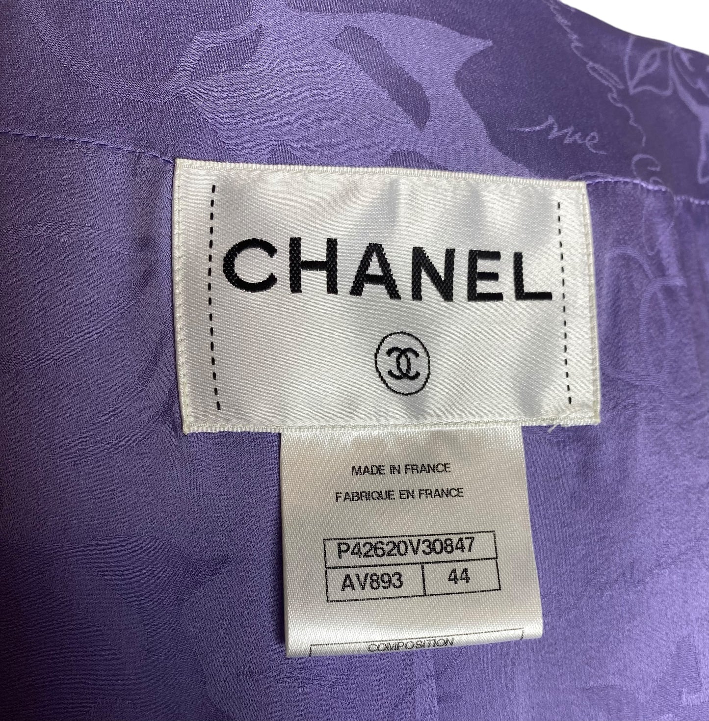 Chanel 12C Runway Lavender Purple Wool Boucle Jacket FR 44