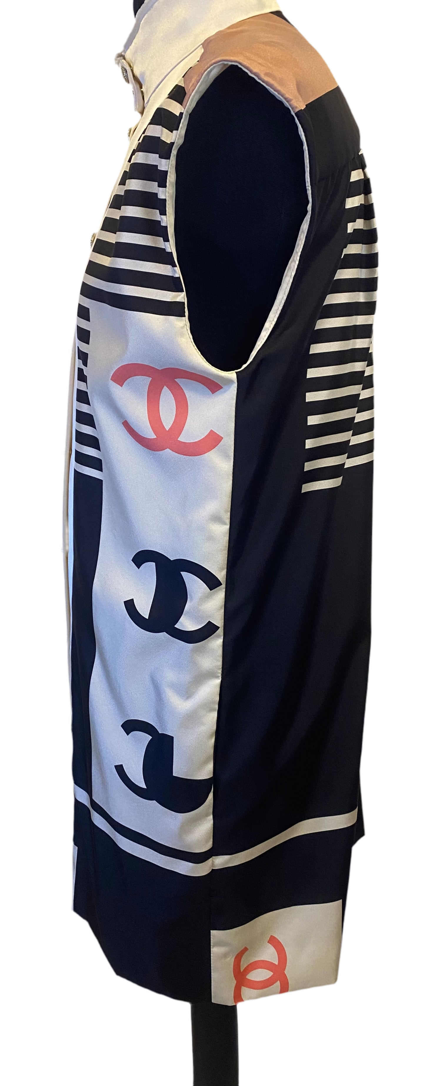 Chanel 21P Spring Silk Logo Mini Dress FR 44