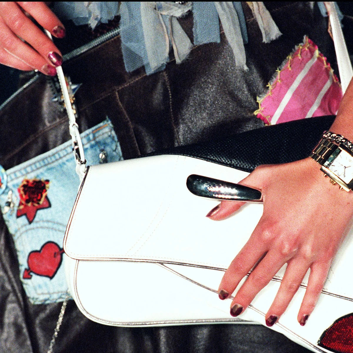 Ultra Rare Dior 2001 SS Cadillac Montaigne Saddle Bag Black White Red