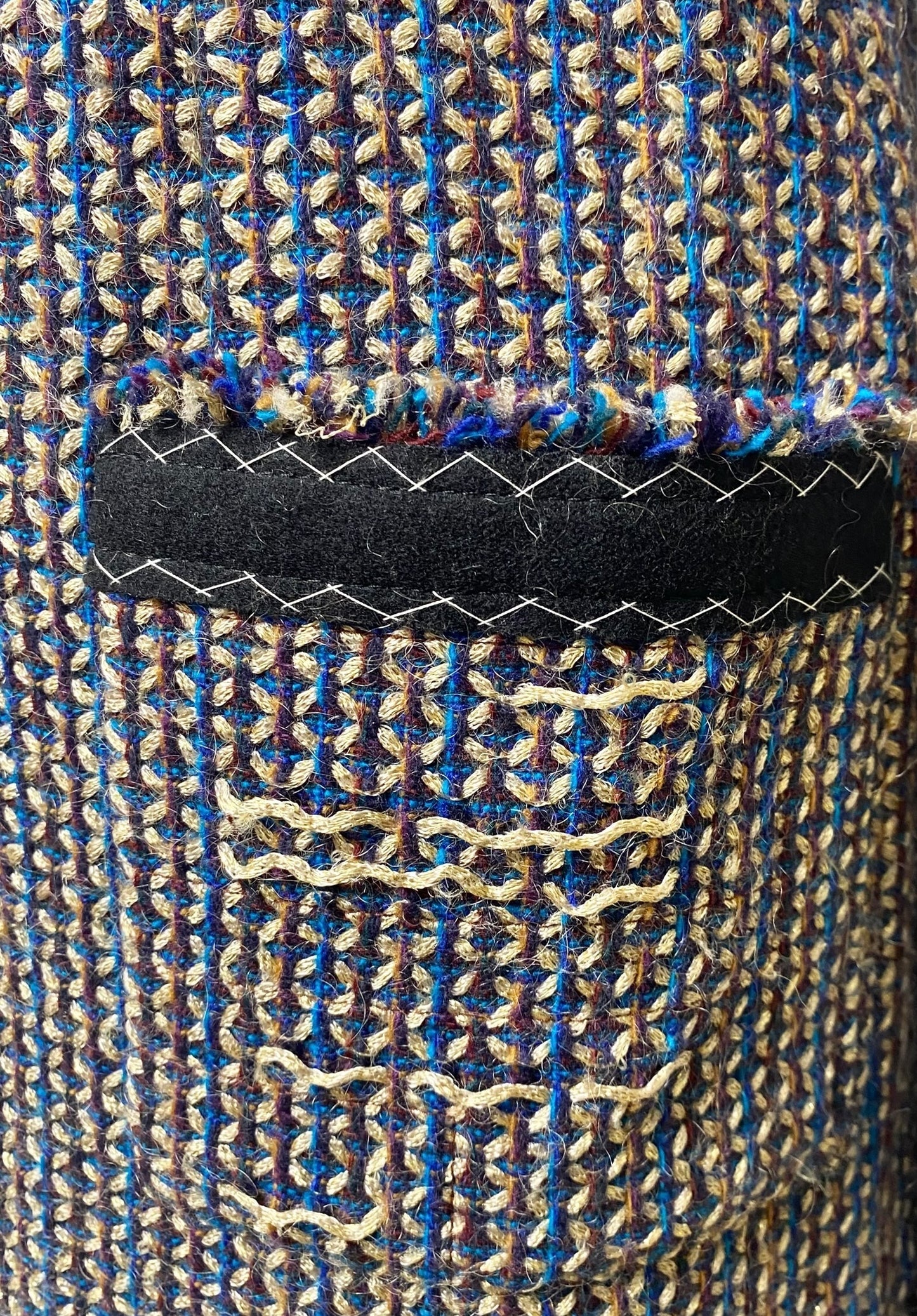 Rare Chanel 08A Runway Tweed Turquoise Blue Multicolor Gold Blazer Jacket FR 36